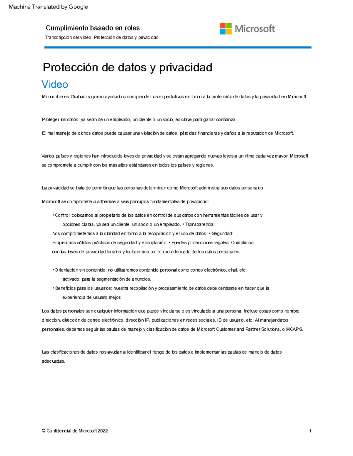 RBC Data protection and privacy - transcript - Transcripción del vídeo ...
