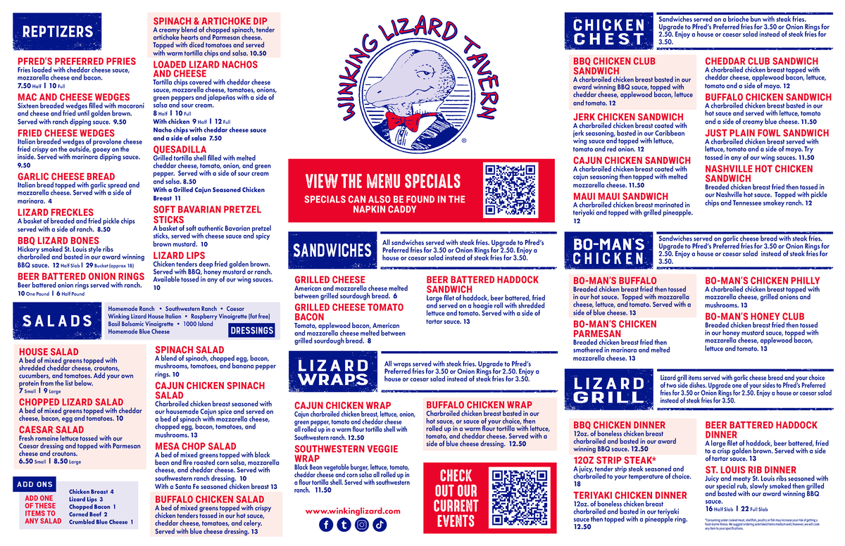 Menuplacemat-pdf - Menu in case you get hungry for Winking Lizard ...