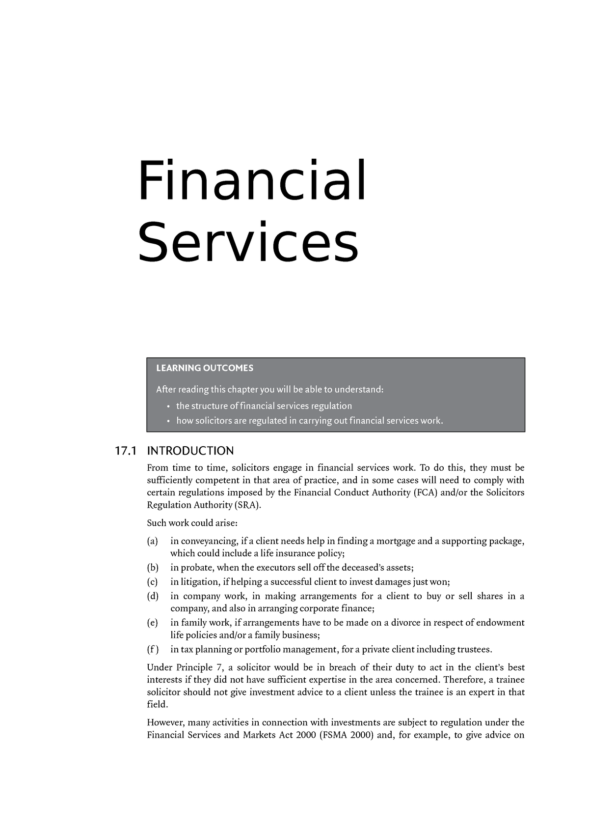 Financial Services - Introduction To Professional Practise Textbook ...