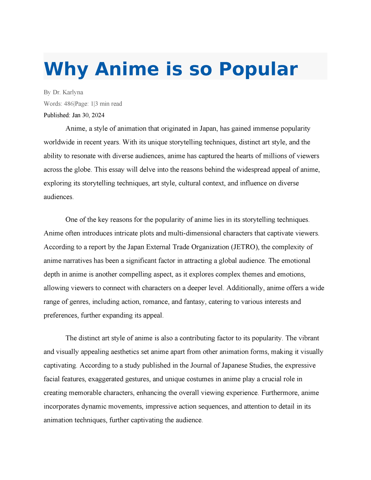 thesis about anime