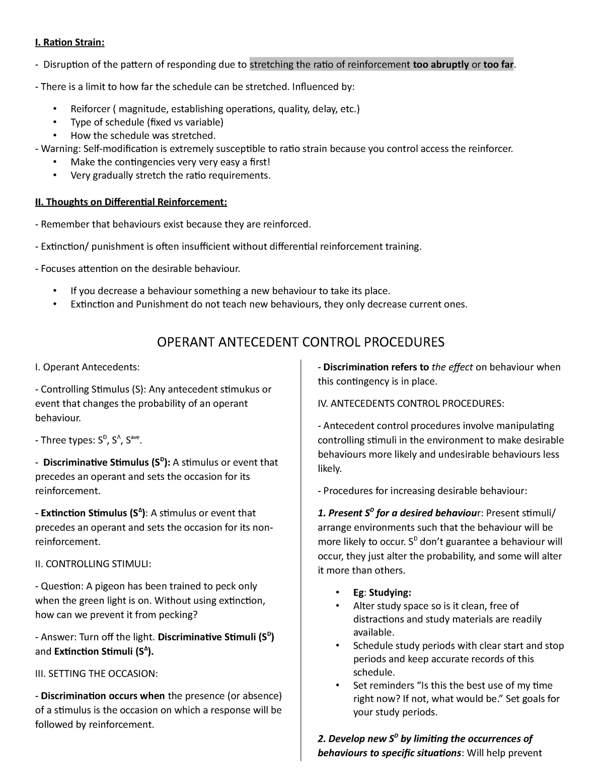 Lecture 7 - OPERAND ANTECEDENT CONTROL PROCEDURES - I. Ration Strain ...