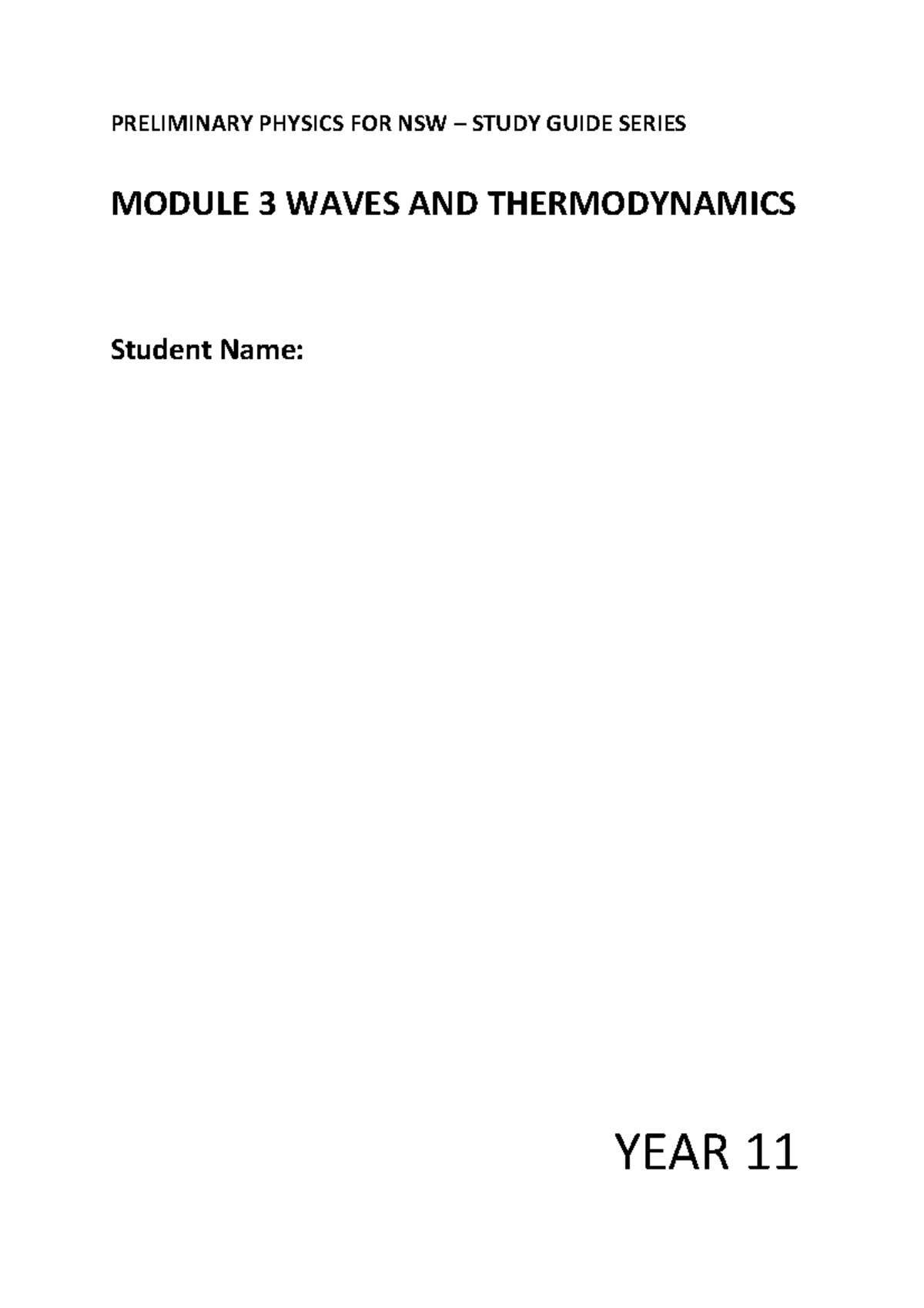 Module 3 Waves and Thermodynamics - PRELIMINARY PHYSICS FOR NSW – STUDY ...