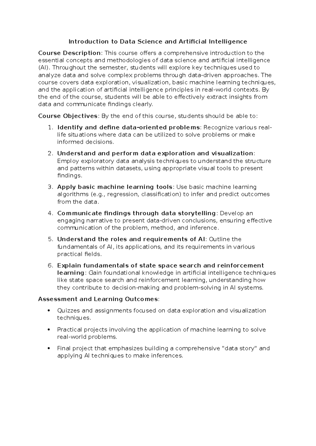 Introduction to Data Science and Artificial Intelligence - Throughout ...