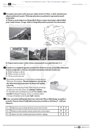 Test Podsumowujacy Rozdzial 2 Gr A I B - Grupa A 0–5 P. 0–1 P. Imię I ...