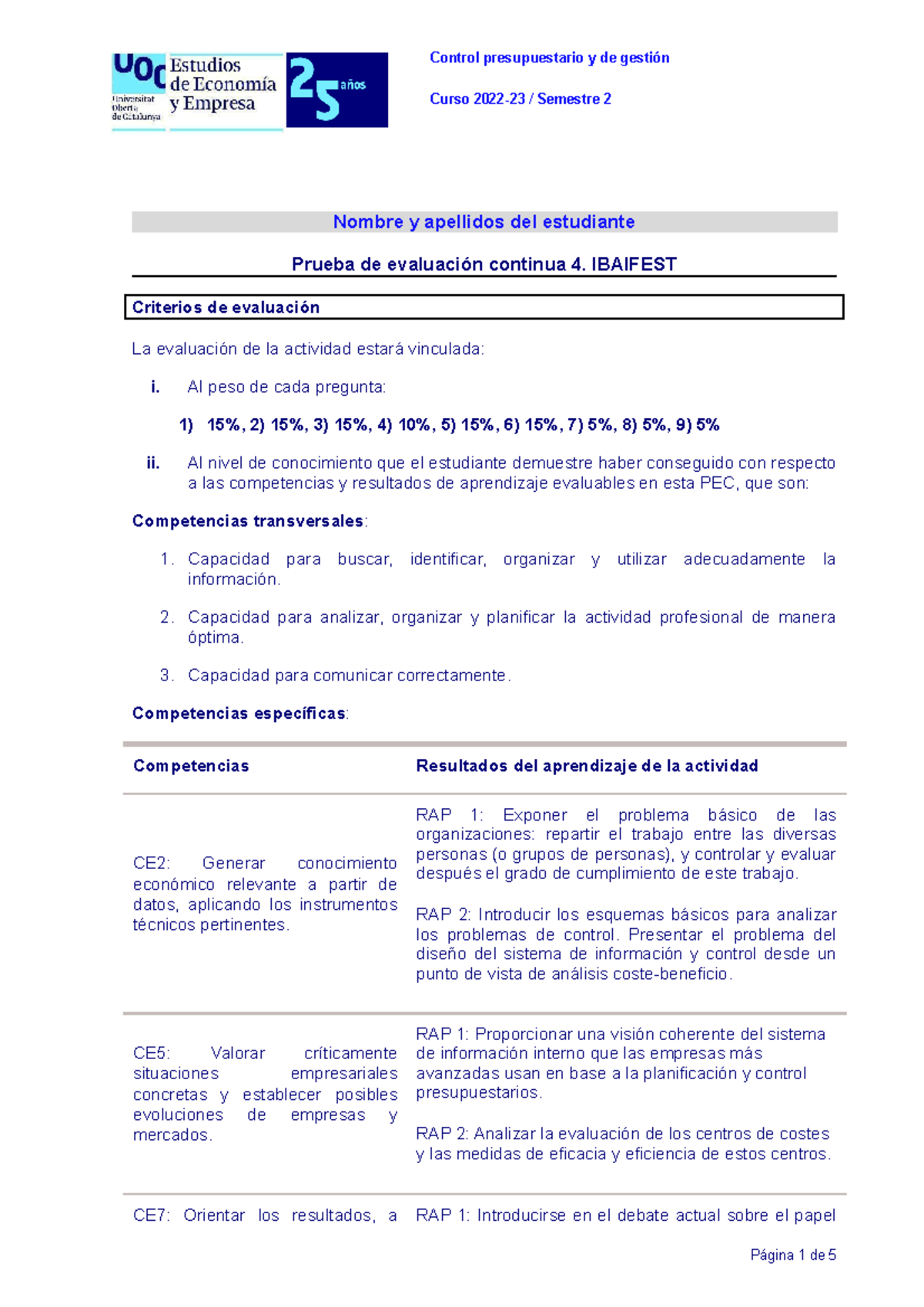 CPIG PEC4 enunciado Ibaifest - Control presupuestario y de gestión ...