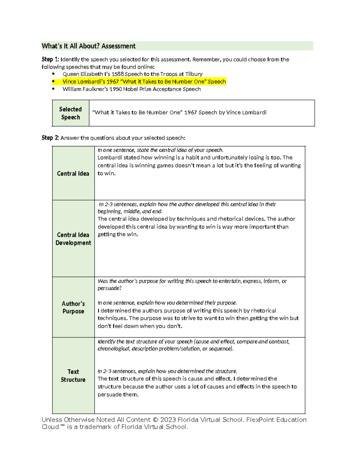 Whats it all about assessment - What’s It All About? Assessment Step 1 ...