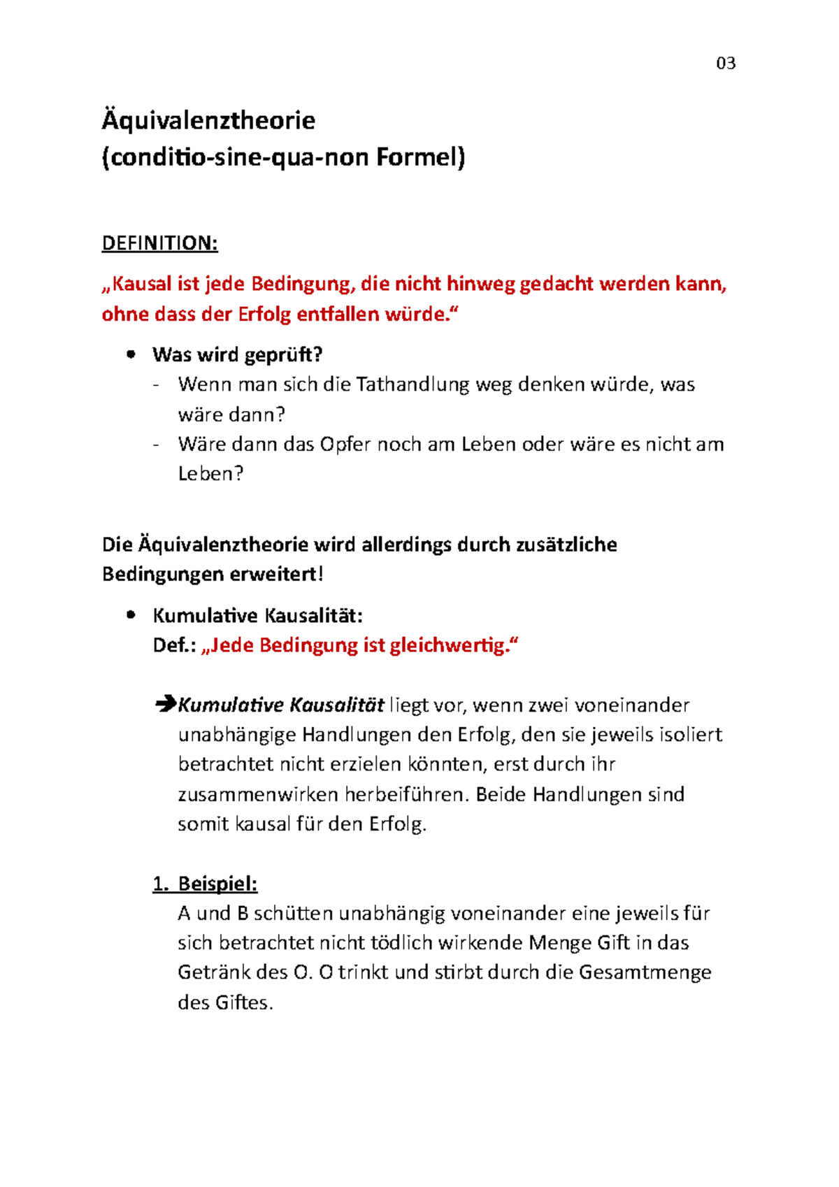 Conditio Sine Qua Non-formel Äquivalenztheorie - Äquivalenztheorie (conditio-sine-qua-non Formel