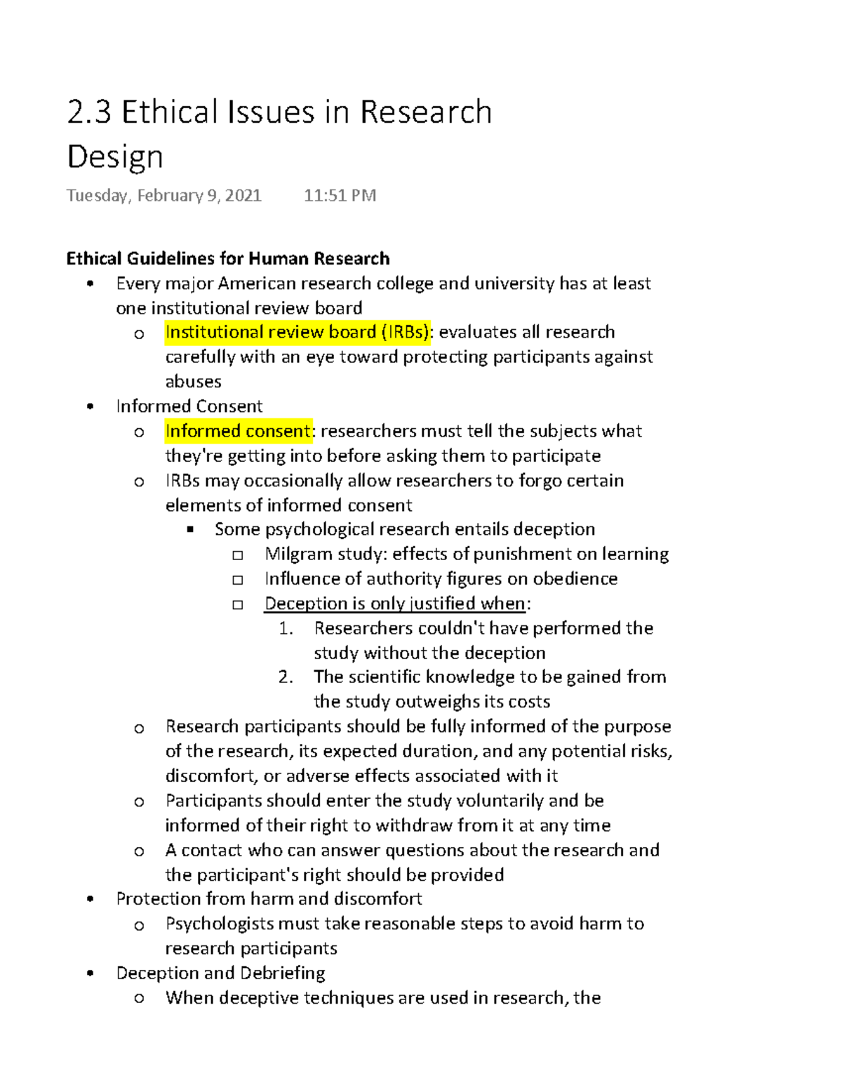2.3 Ethical Issues in Research Design - Ethical Guidelines for Human ...