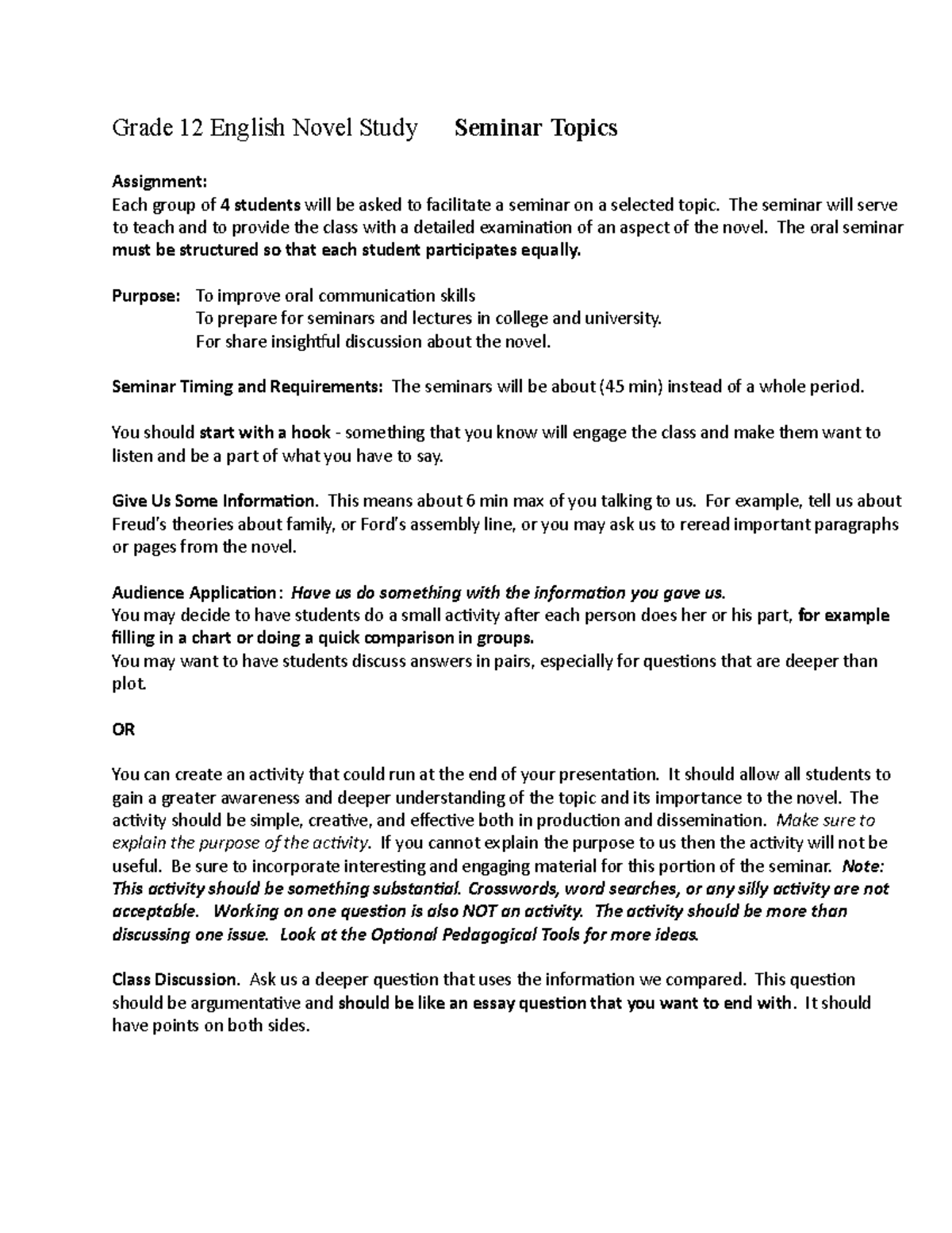 a-seminar-format-notes-grade-12-english-novel-study-seminar-topics