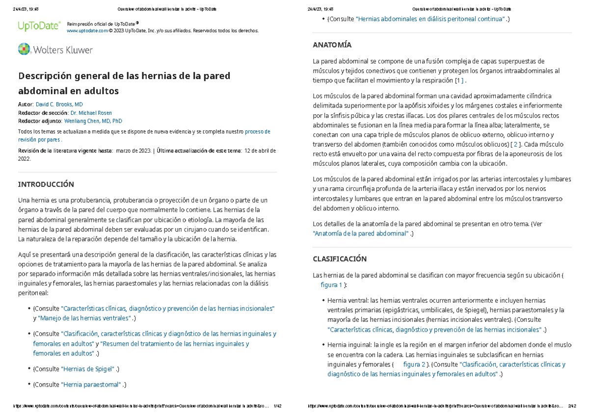 Overview of abdominal wall hernias in adults - Up To Date - - Studocu