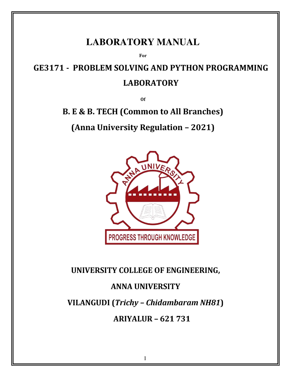 ge3171 problem solving and python programming laboratory lab manual