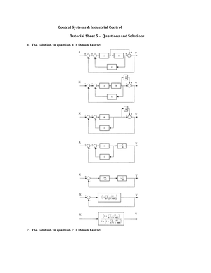 Control Systems Engineering Tutorial Sheet 3 – Questions and Solutions ...