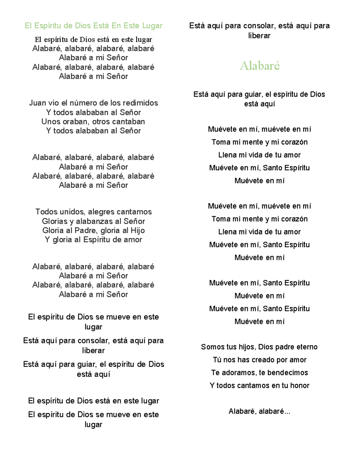 El Espíritu de Dios Está En Este Lugar - El Espíritu de Dios Está En ...