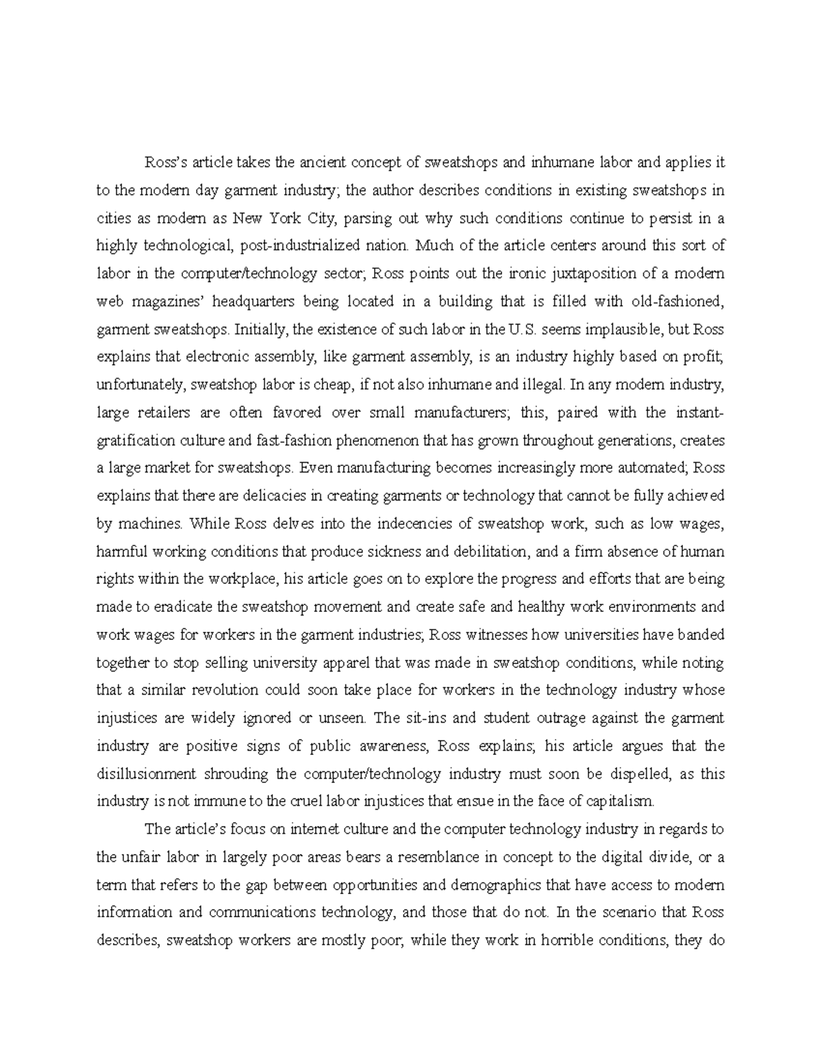 ross case study essay