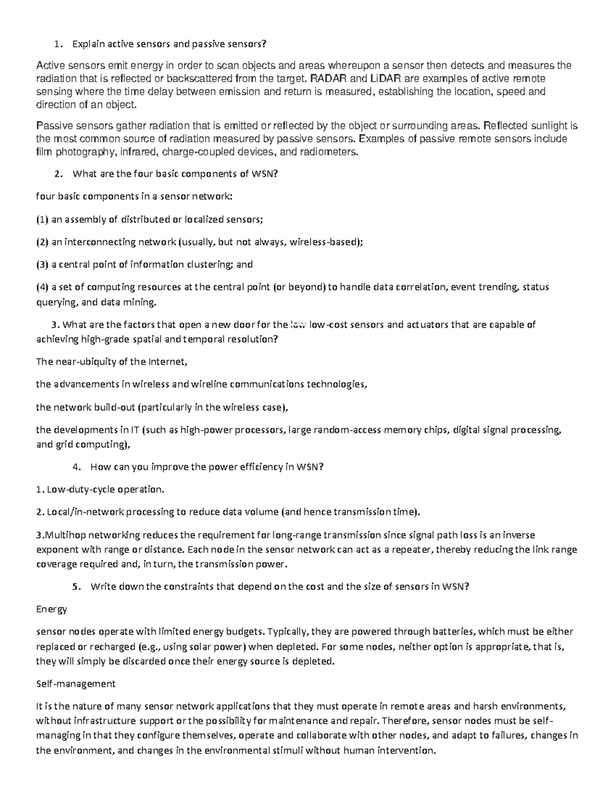 Wsn worksheet - Mr. Yonas - Explain active sensors and passive sensors ...