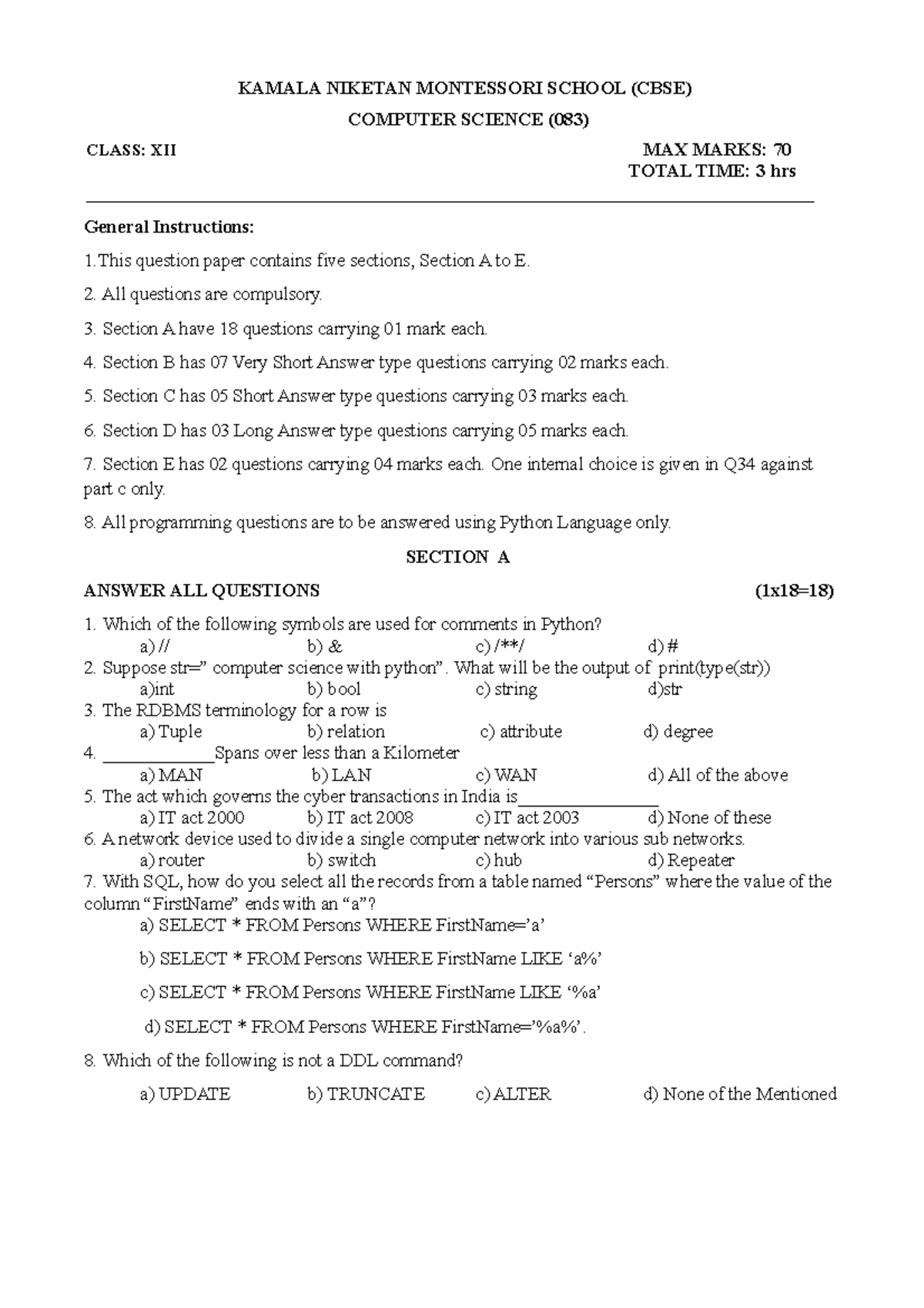 Xii Cs Full Set 2 Xii Kamala Niketan Montessori School Cbse