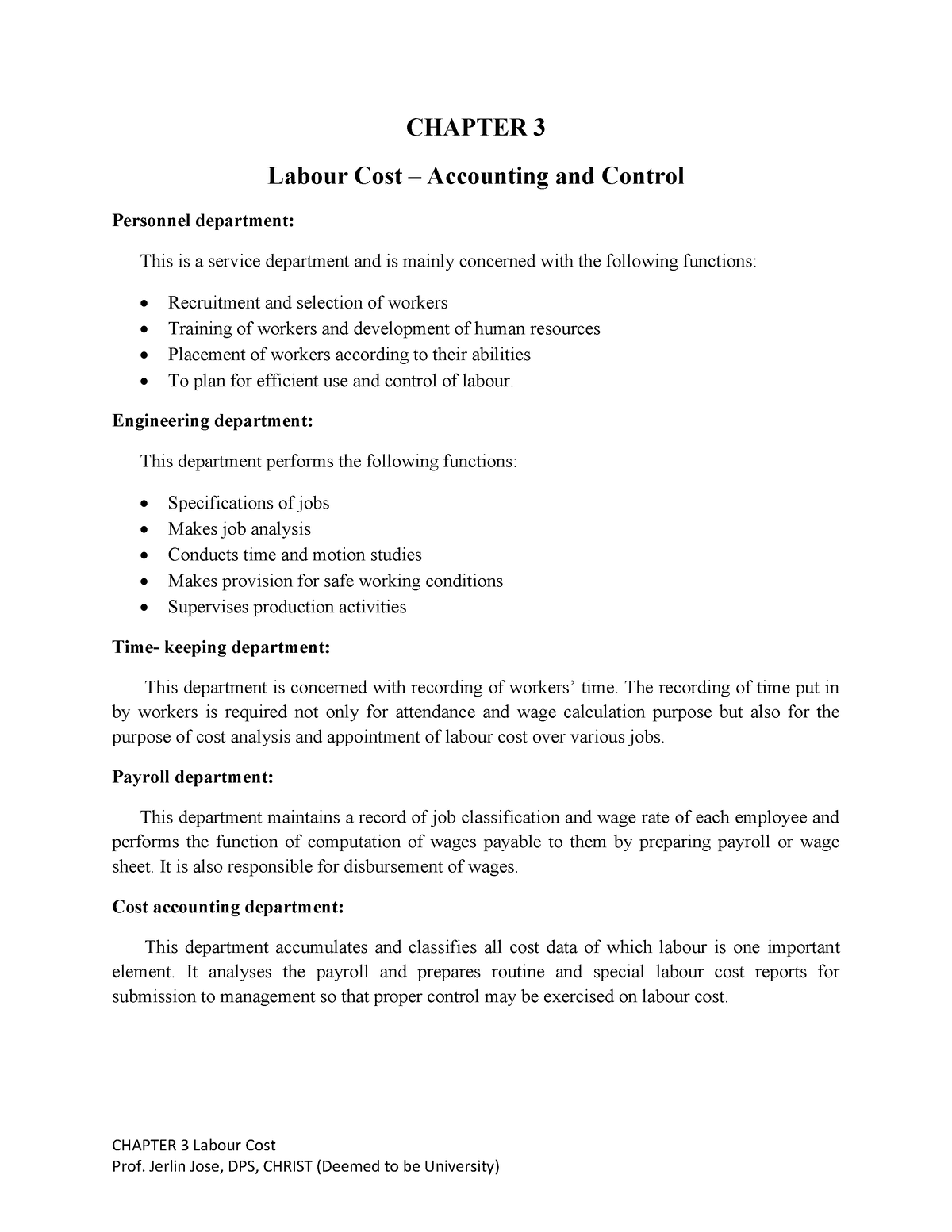 Labour Cost Formula Example