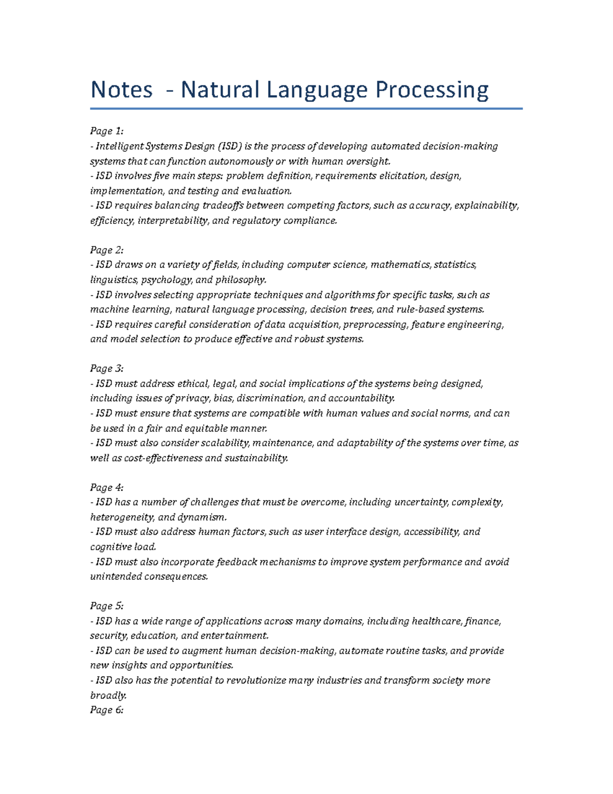 Lecture Notes - Natural Language Processing - Notes - Natural Language ...