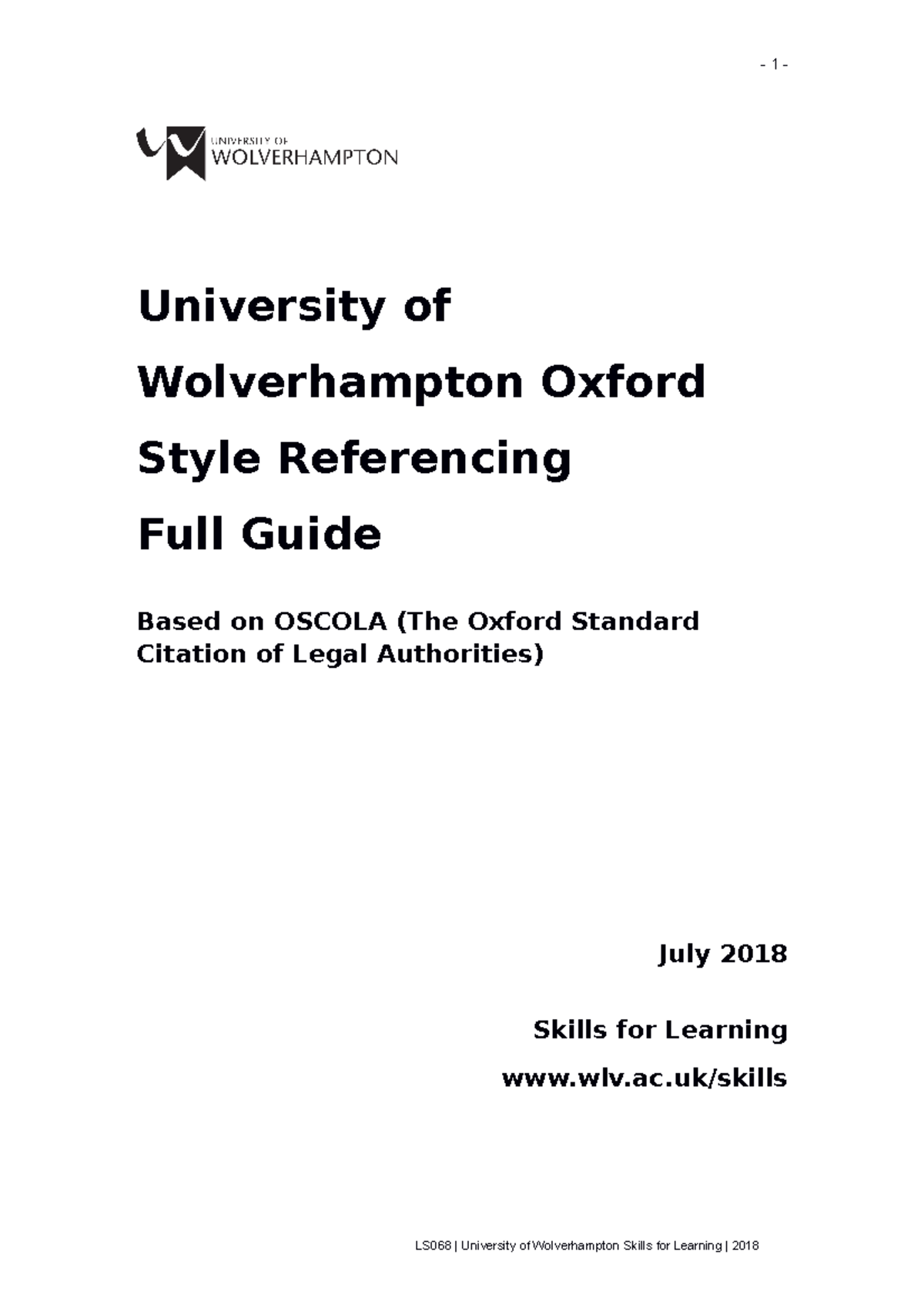 LS068 Oxford Full Guide 2018 University of Wolverhampton Oxford Style