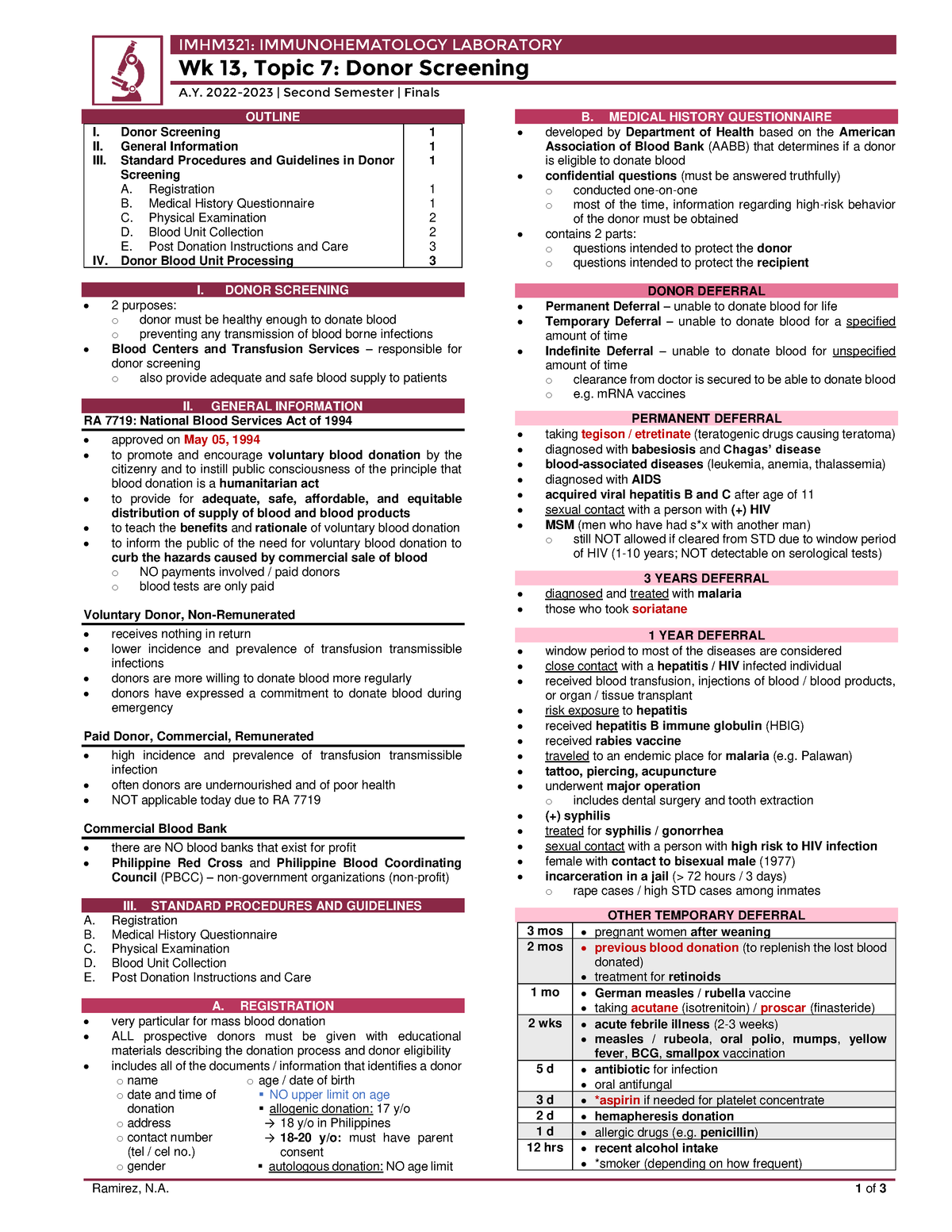 IMHM LAB 13.2. Donor Screening - IMHM321: IMMUNOHEMATOLOGY LABORATORY ...