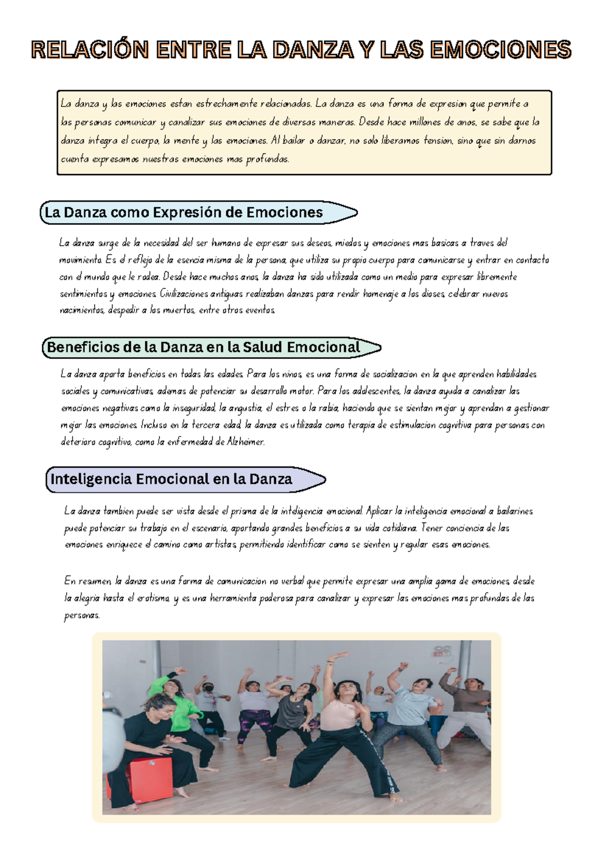 RELACIÓN ENTRE LA DANZA Y LAS EMOCIONES - Beneficios de la Danza en la ...