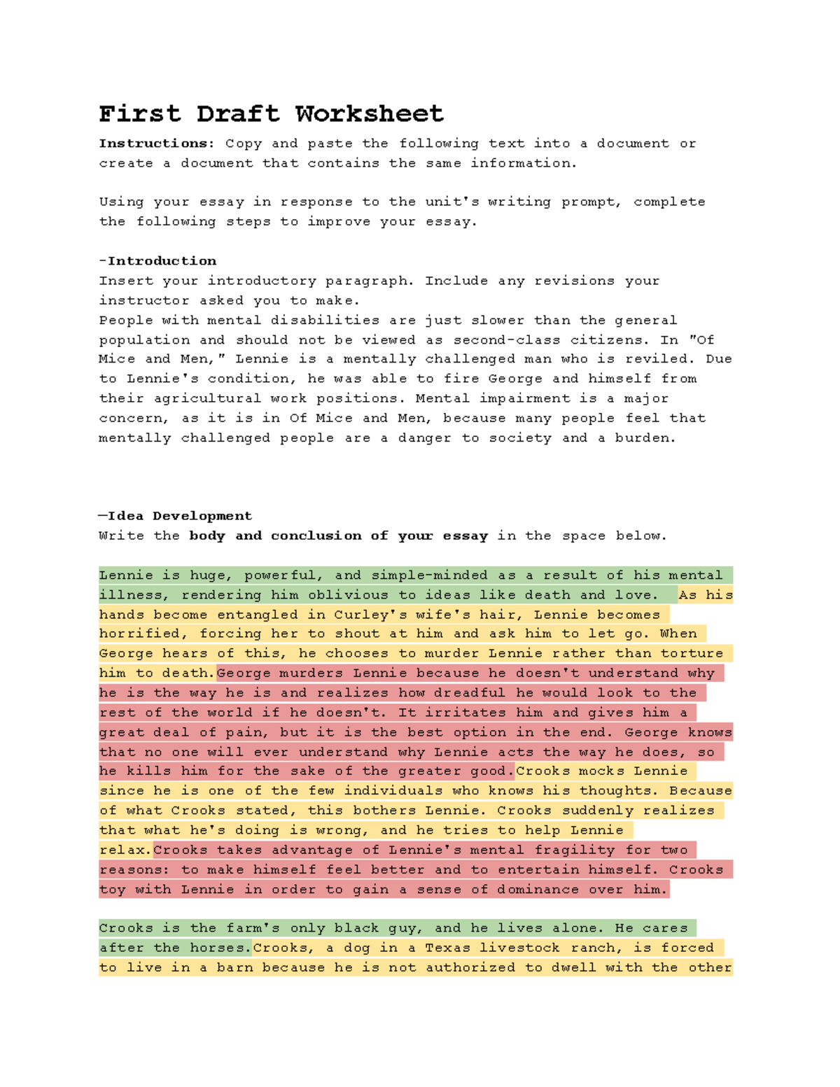 2.12 First Draft: module 2 - First Draft Worksheet Instructions : Copy ...
