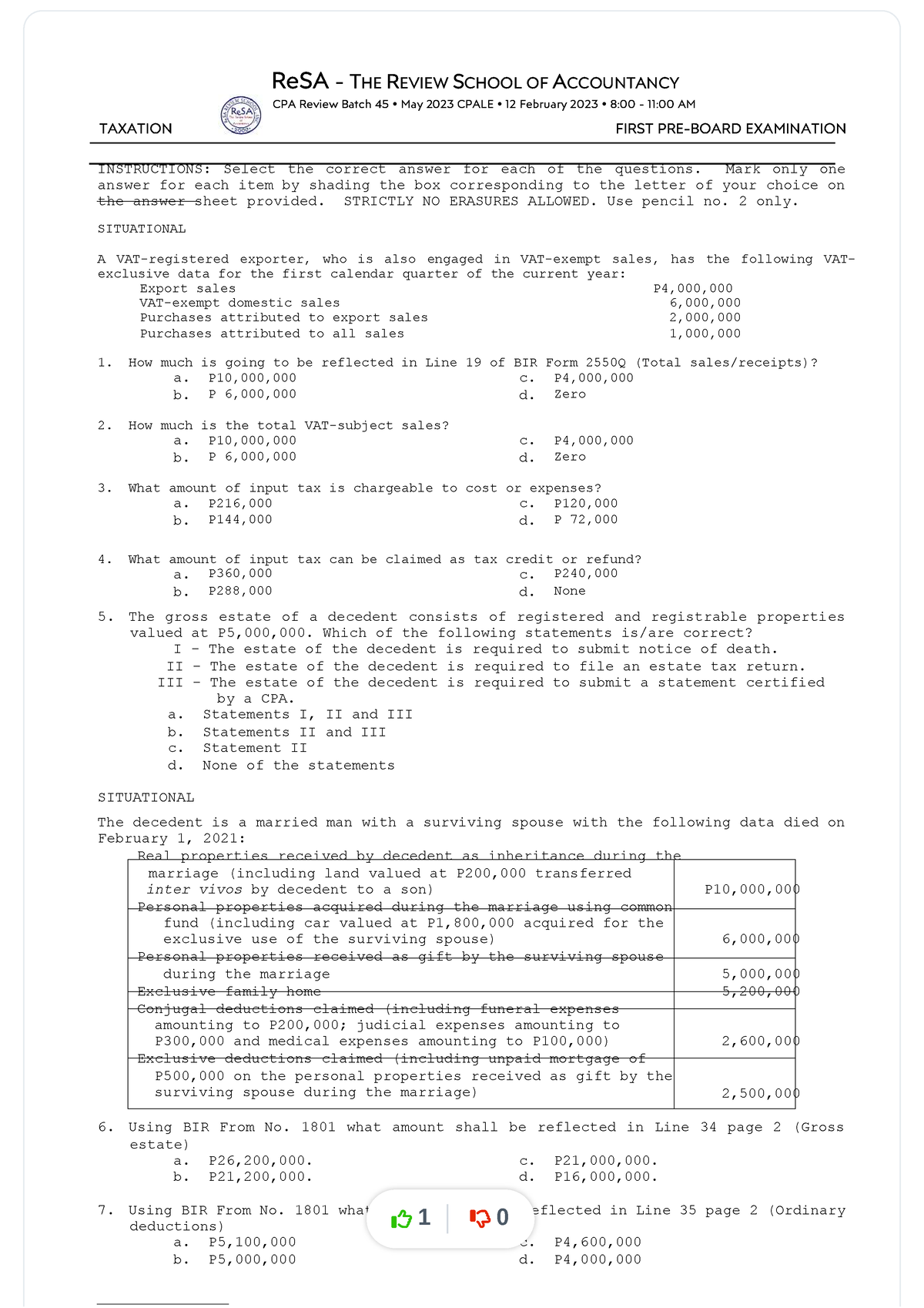 Re-sa-b45-tax-first-pb-exam-questions-answers Compress - ReSA - THE ...