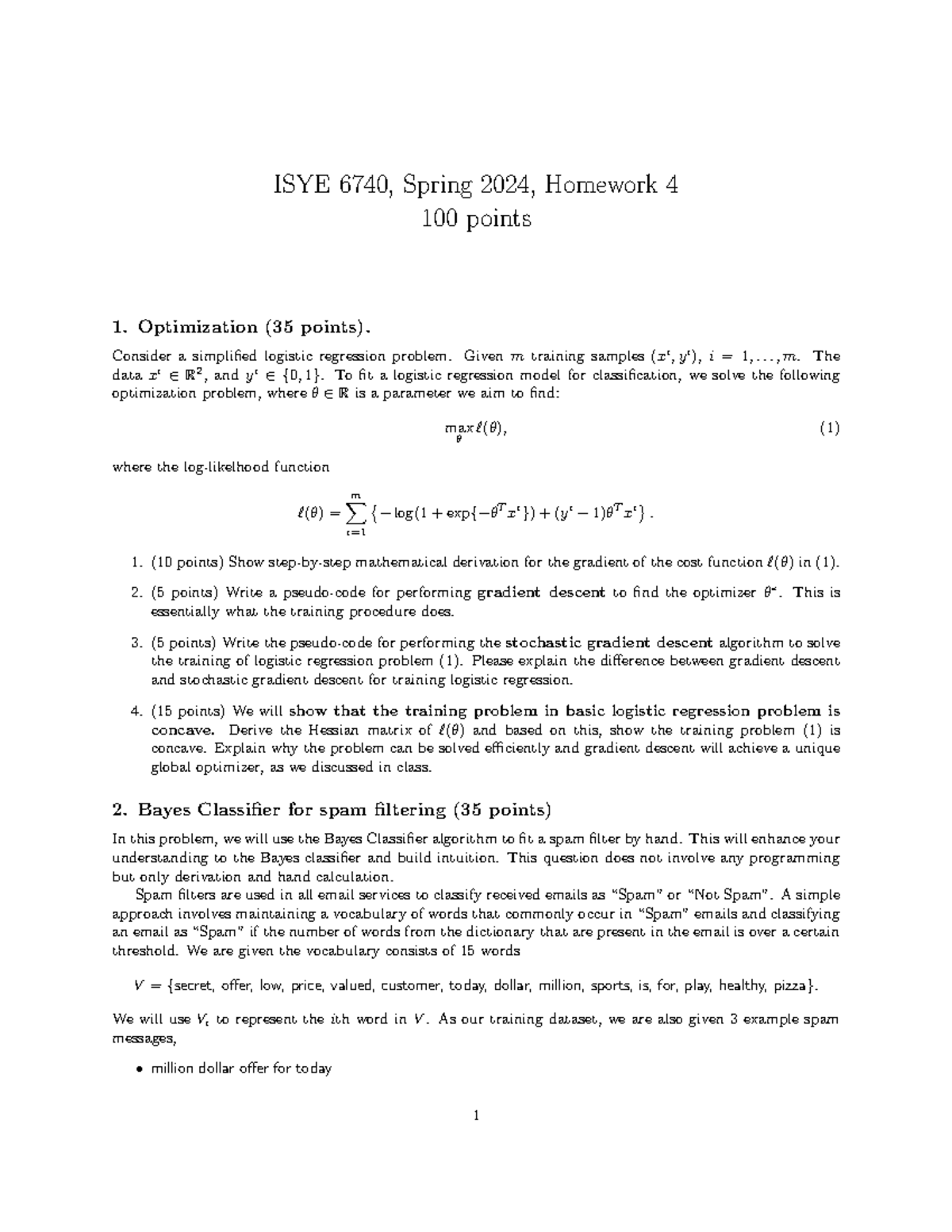 Homework 4 - assignment 4 - ISYE 6740, Spring 2024, Homework 4 100 ...