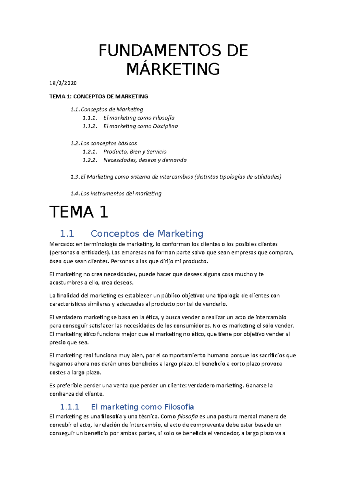 Apuntes fundamentos de marketing - FUNDAMENTOS DE MÁRKETING 18/2/ TEMA ...