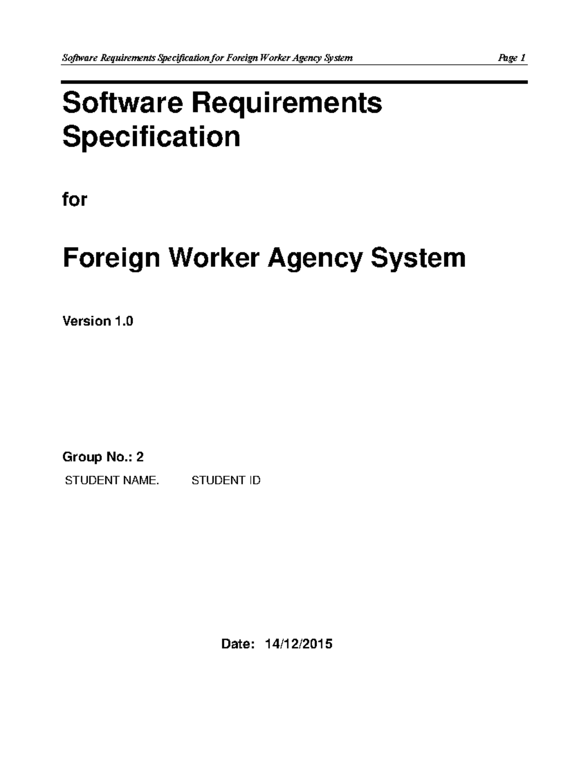SRS sample Report for Software Engineering Fundamentals - Software ...