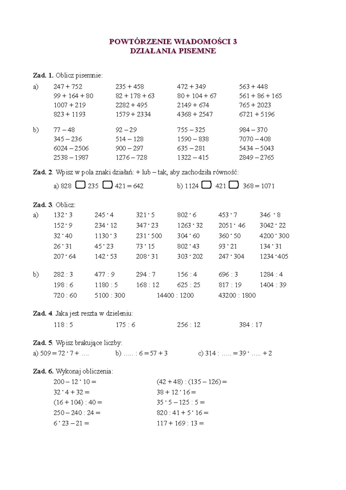Powtórzenie Wiadomości O Czasowniku Klasa 4 www.studocu.com