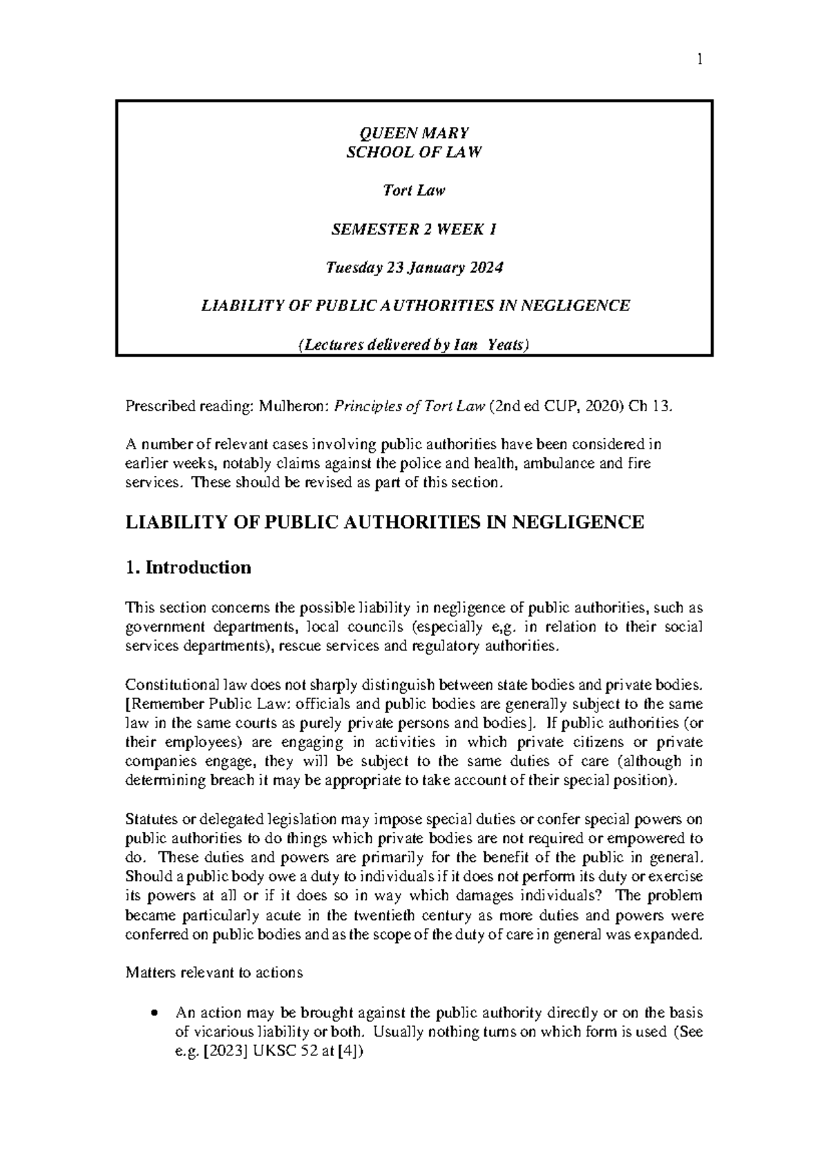 Public authority liability schema (IY, 2024) - QUEEN MARY SCHOOL OF LAW ...