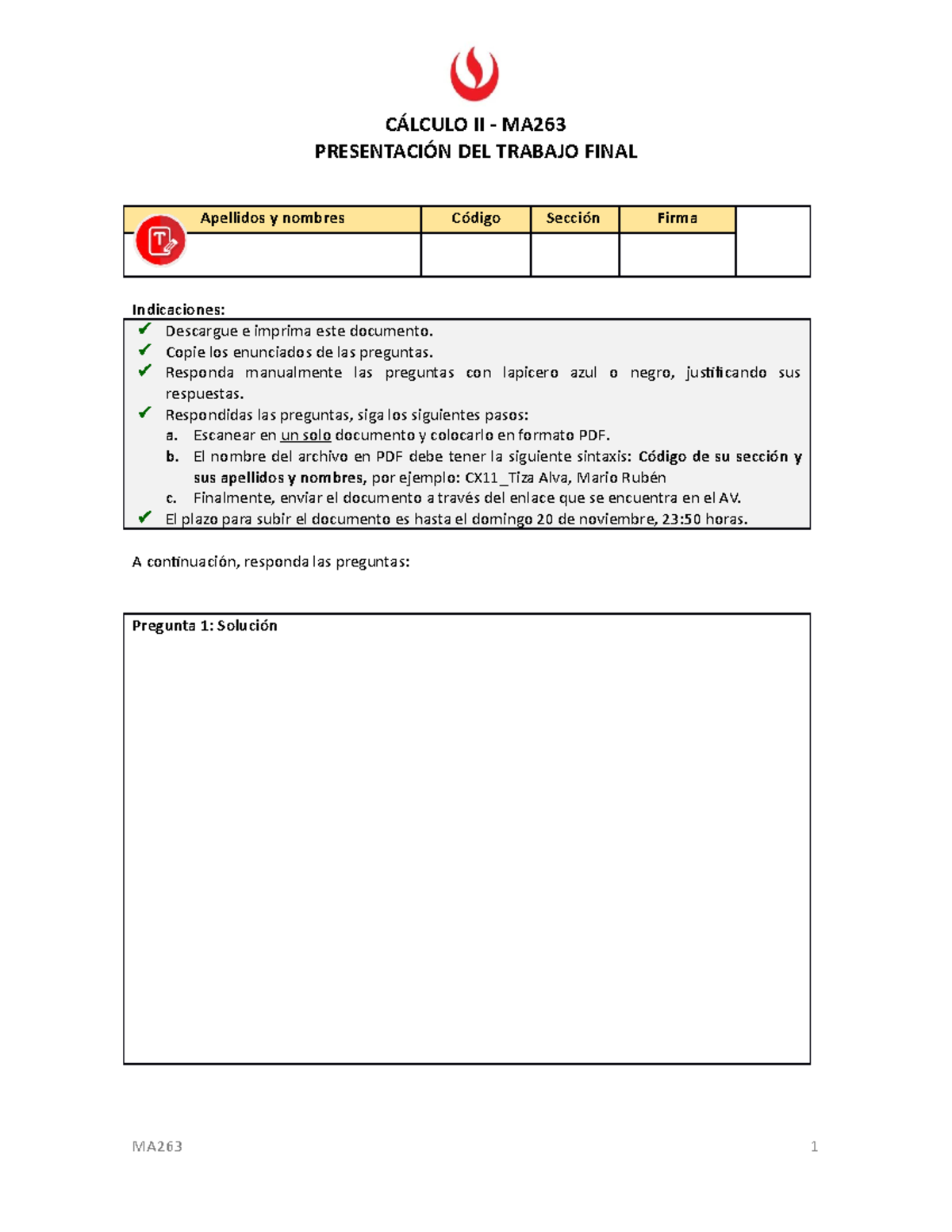 Formato De Presentación Del TF - CÁLCULO II - MA PRESENTACIÓN DEL ...