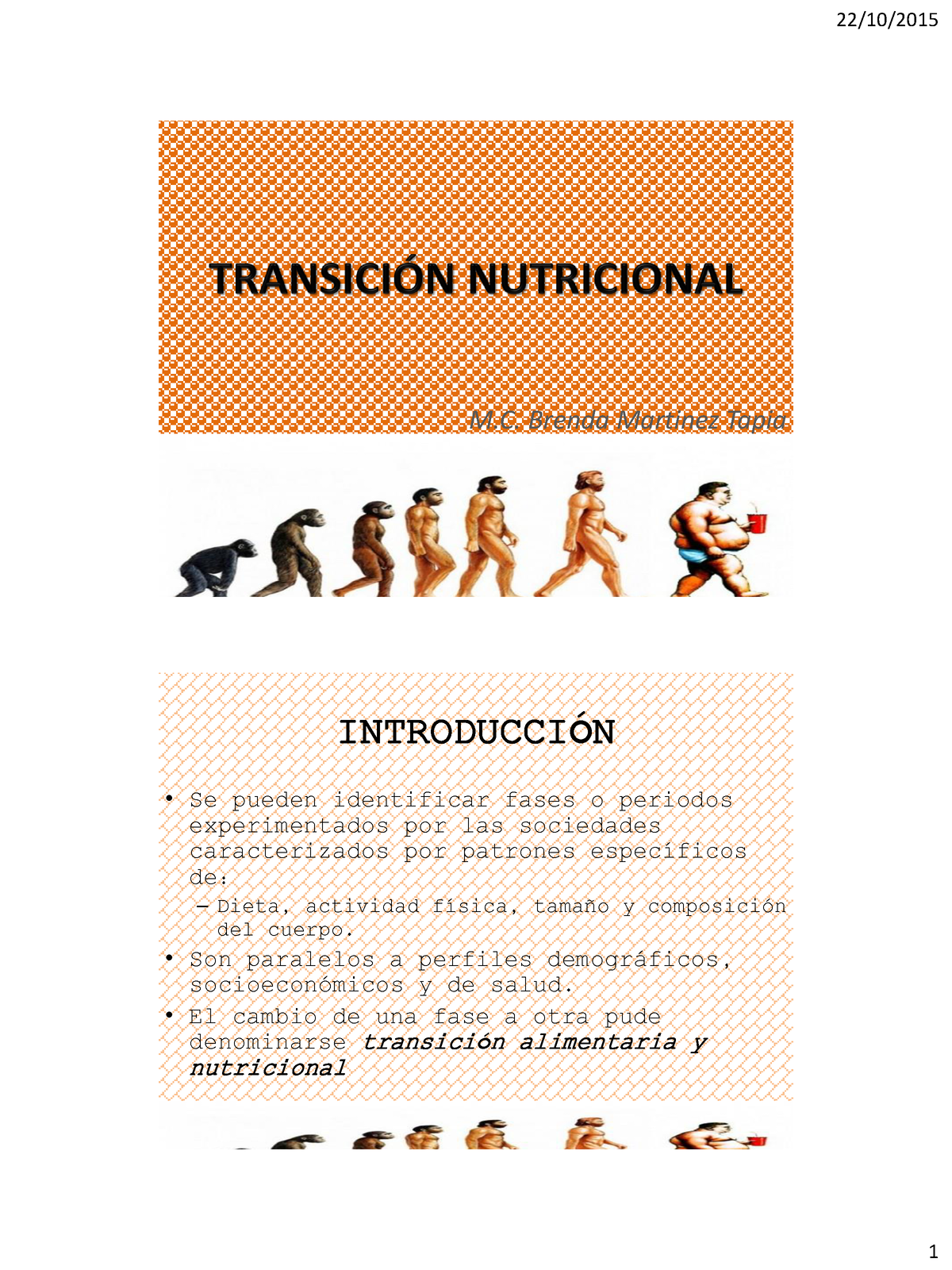 Transición Nutricional clase M Brenda Martinez Tapia INTRODUCCI N