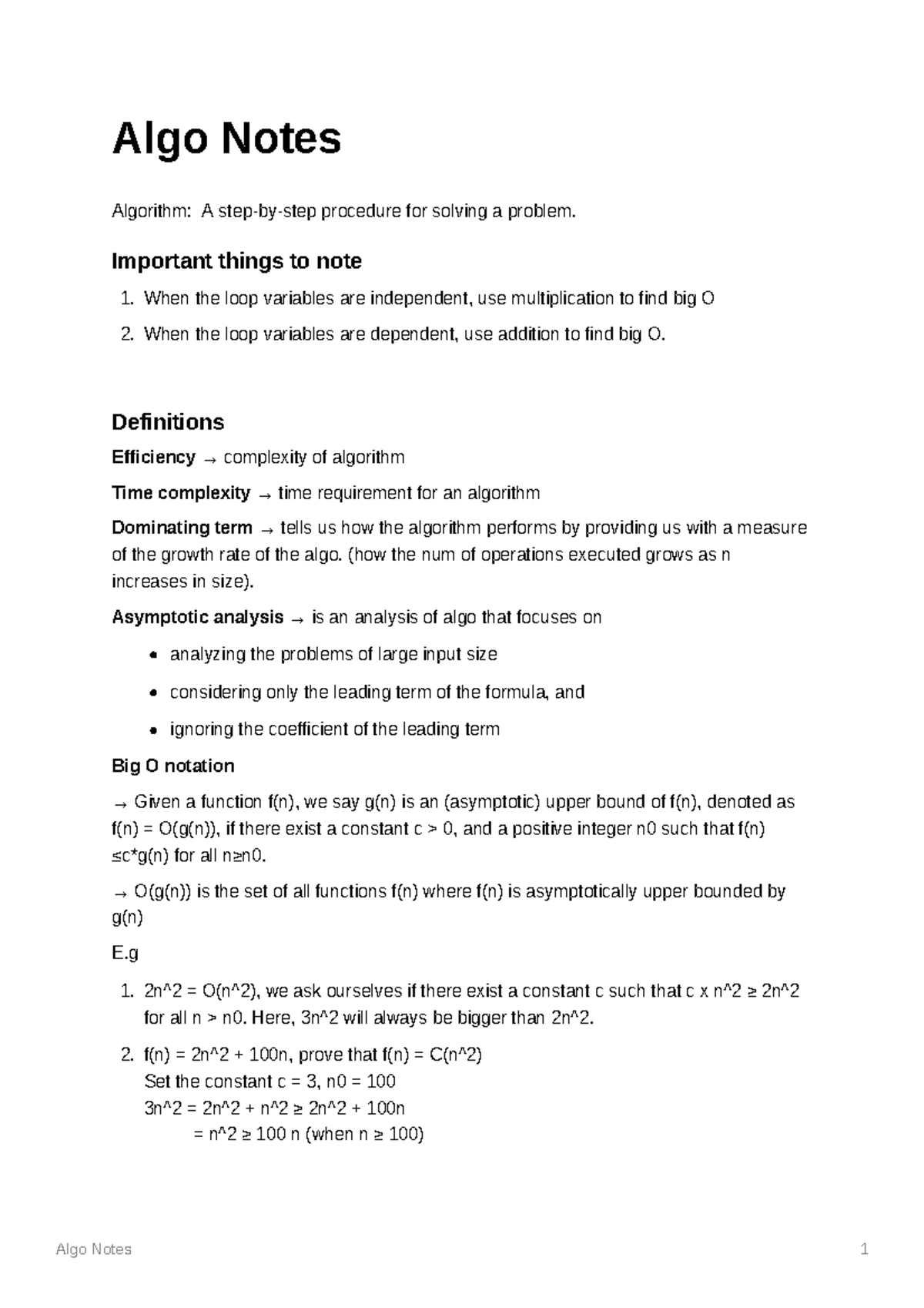 Algo Notes - Algo Notes Algorithm: A step-by-step procedure for solving ...