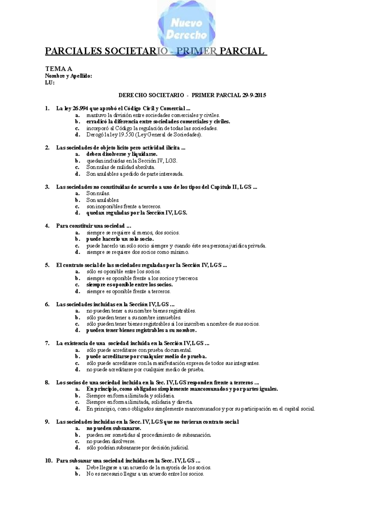 Parciales Soc. Preparacion Para Examen - Sociedades Civiles Y ...