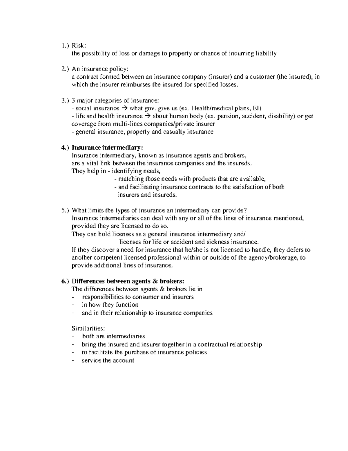 c130 chapter 1 notes important questions rmgt 3110 studocu insurance agent responsibilities