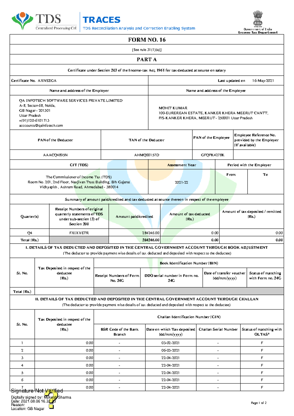 1 Form16 4985 FY 2020-21 - FORM NO. 16 [See rule 31(1)(a)] Certificate ...