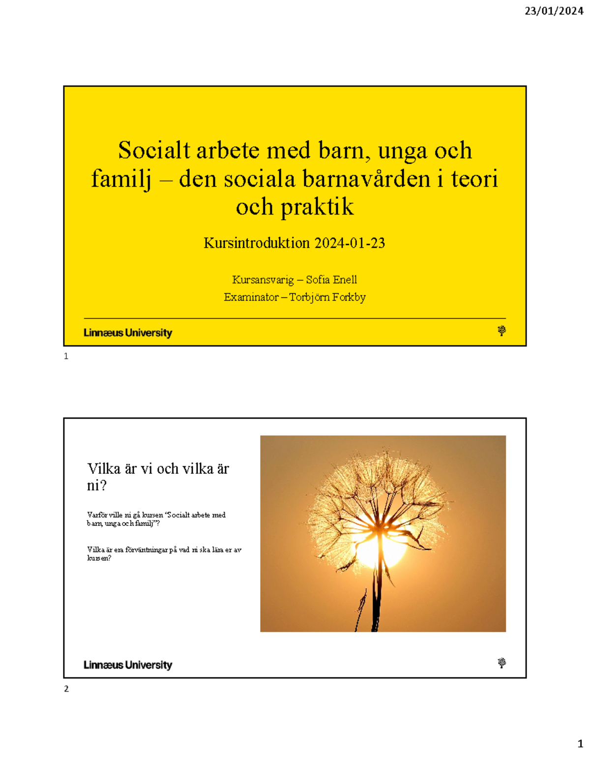 Kursintroduktion - Professionellt Socialt Arbete, Samverkan Och ...