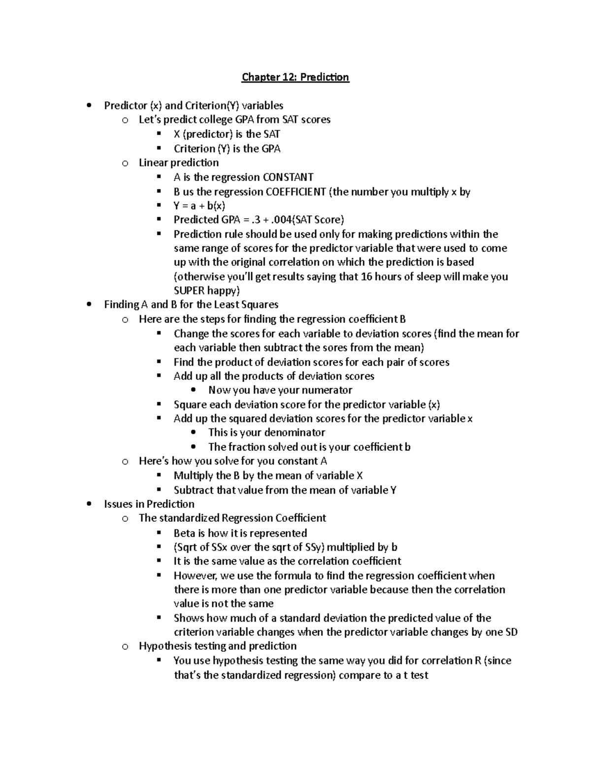 Chapter 12 Prediction - Lecture notes 12 - Chapter 12: Prediction ...
