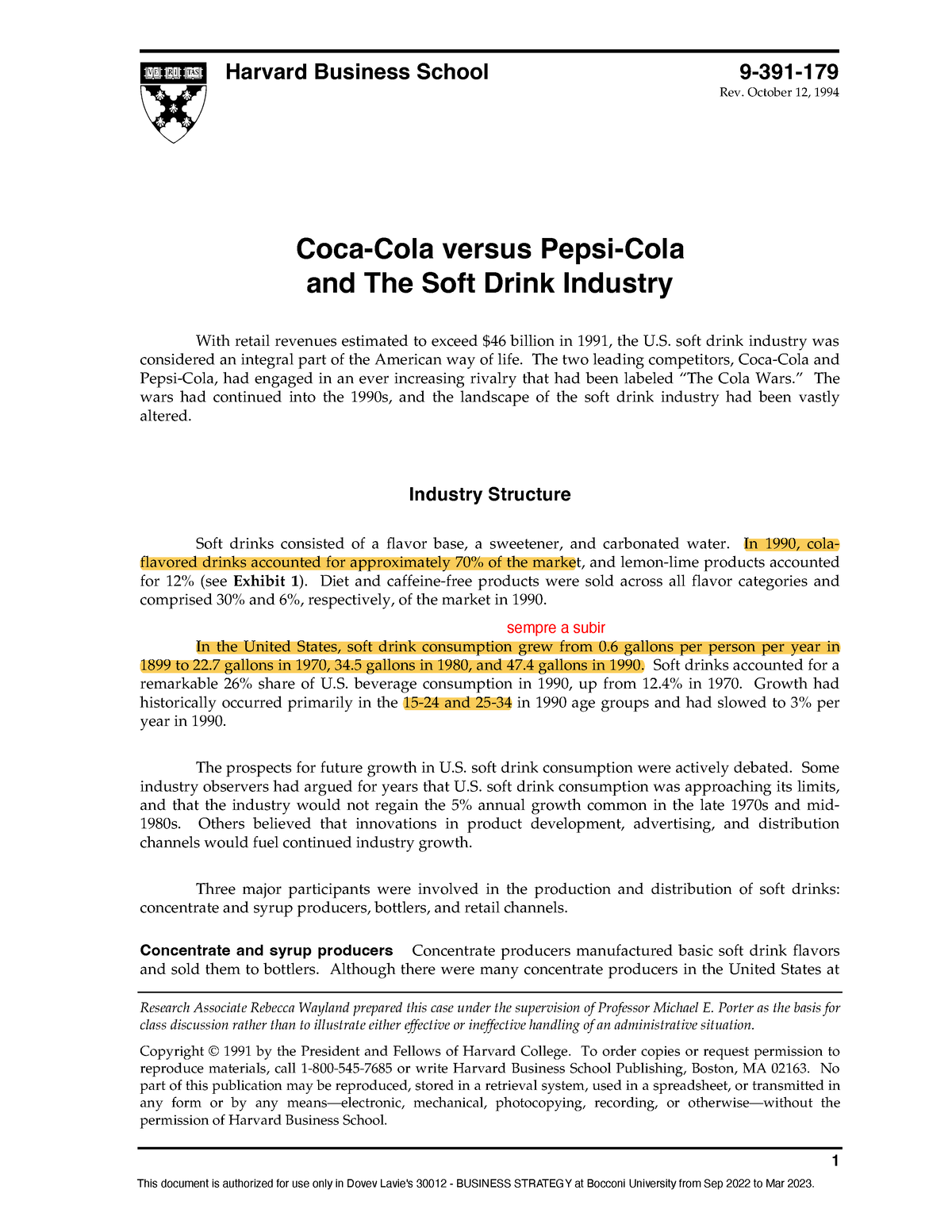 harvard business school coca cola case study