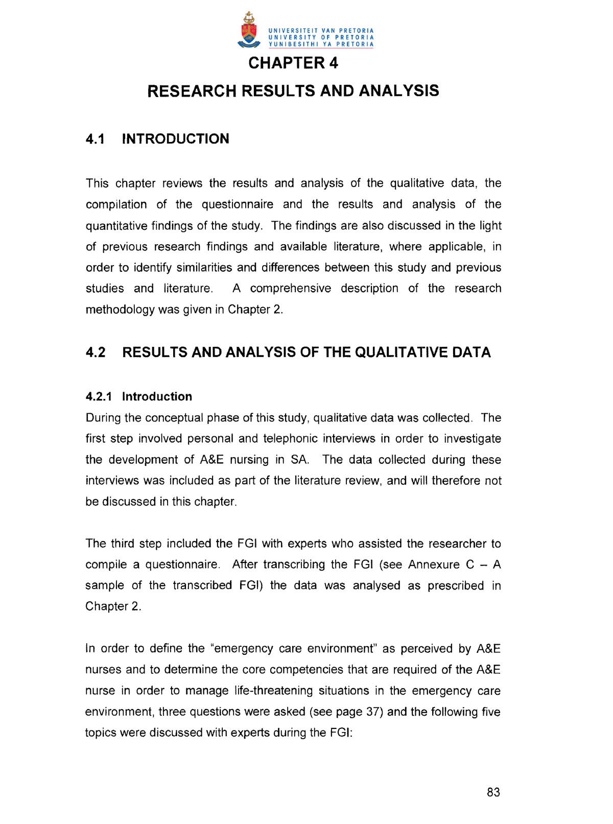 chapter 4 thesis example quantitative pdf