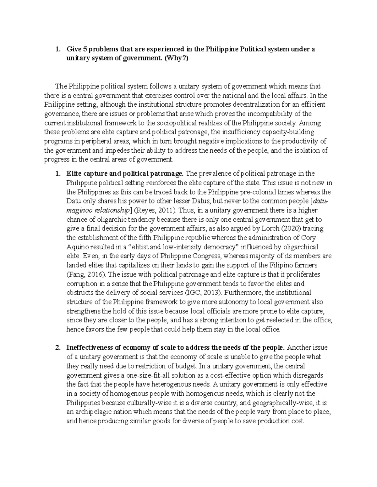 Five Problems in the Philippine Administrative - 1. Give 5 problems ...