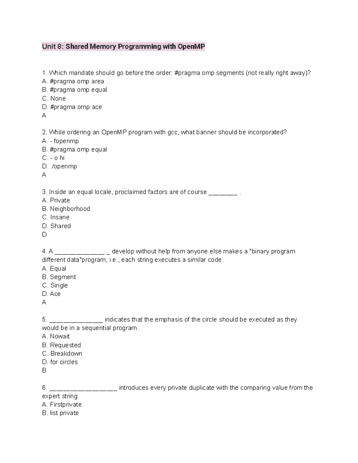 Unit 8 Shared Memory Programming with Open MP - Unit 8:Shared Memory ...