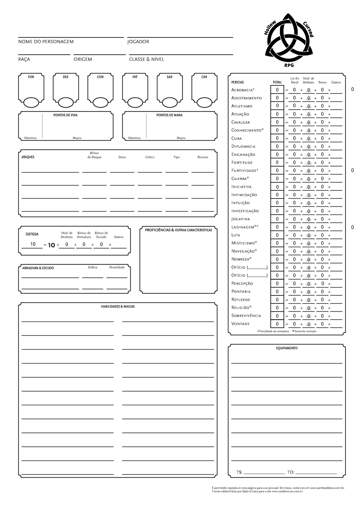 Ficha de Shadow Run - RPG de Mesa - ShadowRun Atributos Monitor de  Condicionamento Corpo ( ) - Studocu