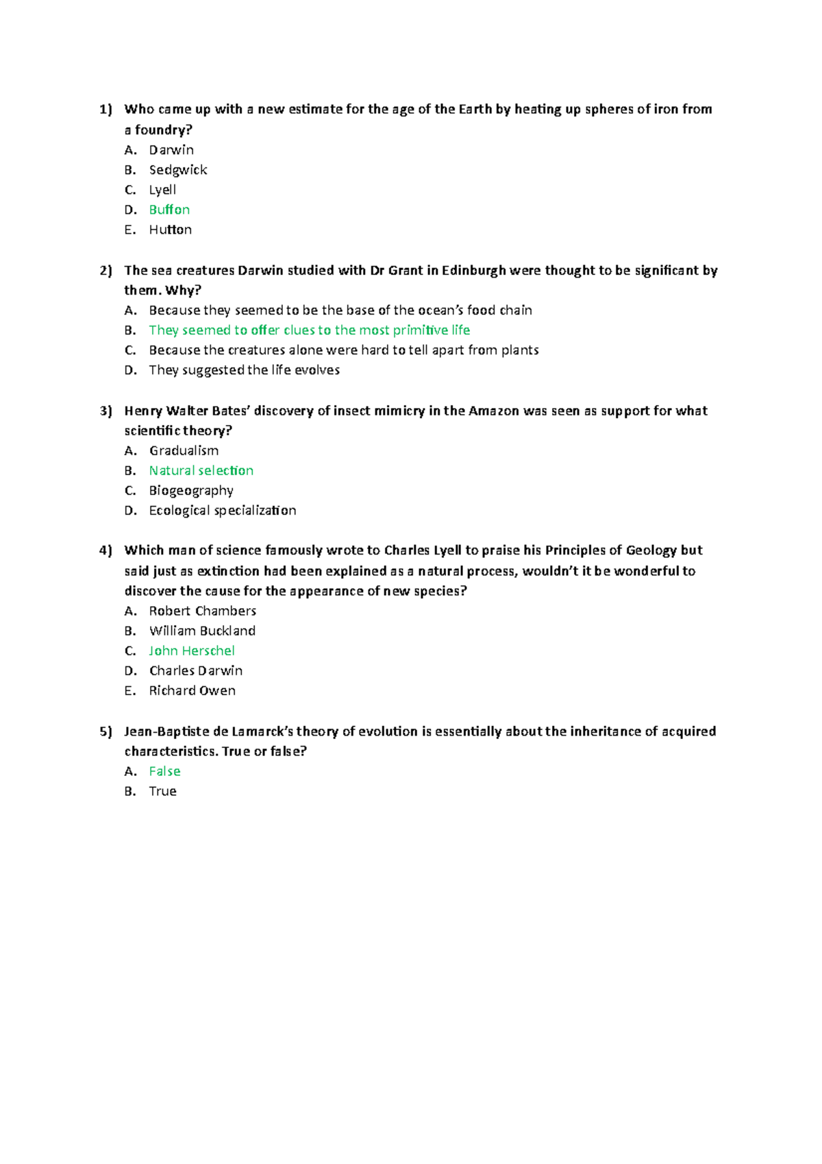 Darwin Midterm Questions + Answers Who came up with a new estimate