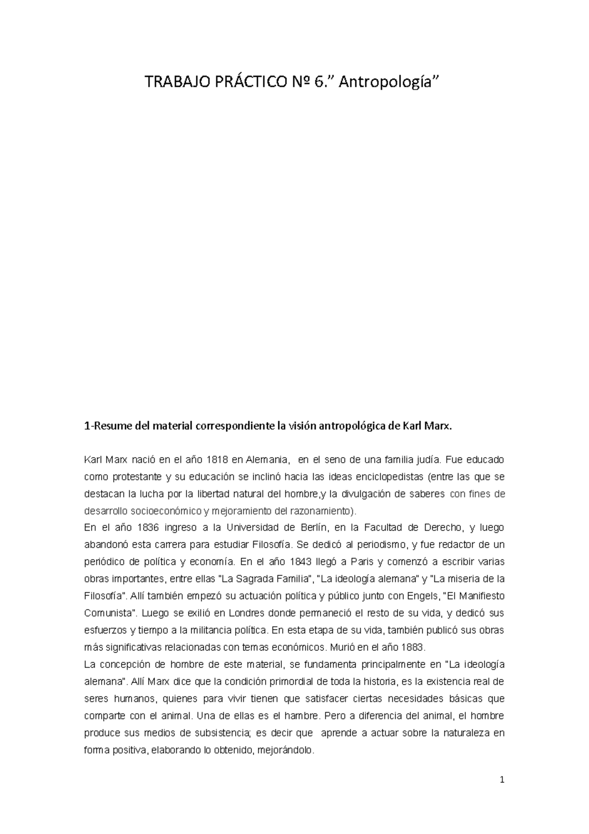 Trabajo Práctico Nº 6 - TRABAJO PRÁCTICO Nº 6.” Antropología” 1-Resume ...