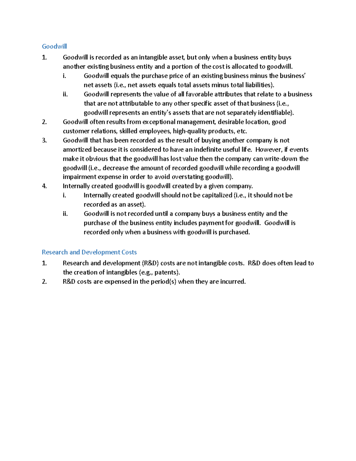 Chapter 8 pg 22 Goodwill Goodwill is recorded as an intangible asset