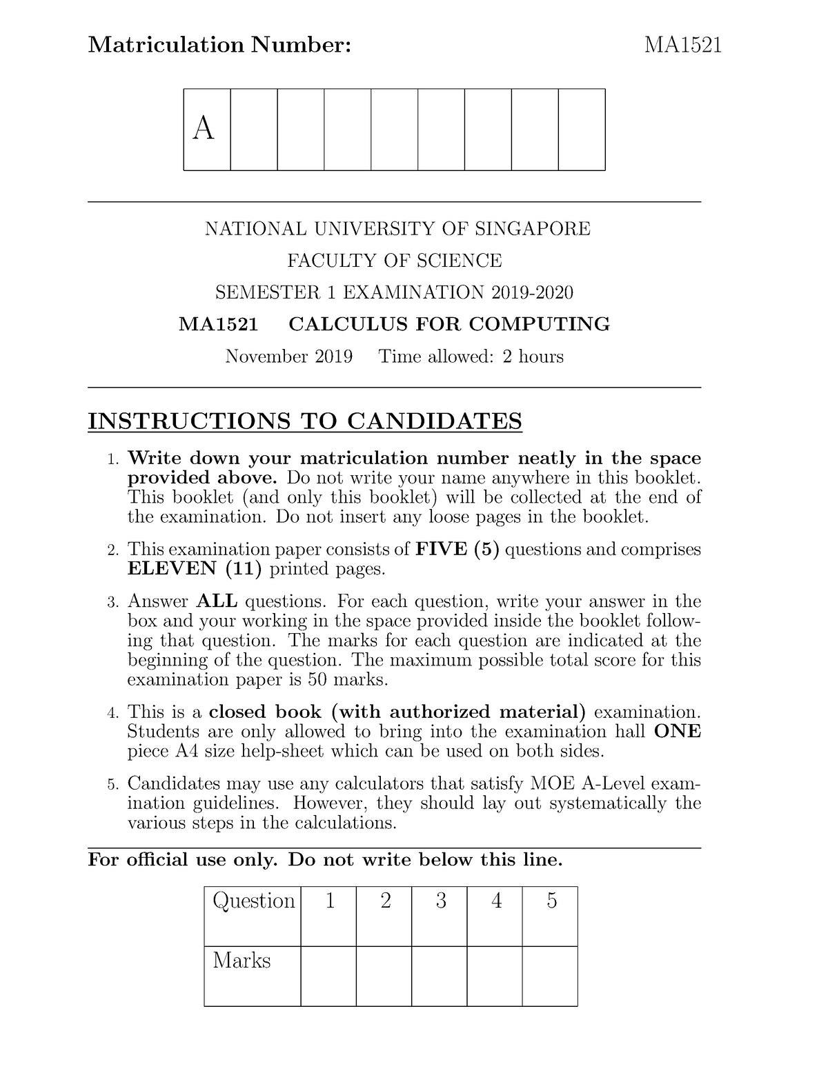 1920sem1-ma1521-19-20-sem1-exam-matriculation-number-ma-a-national