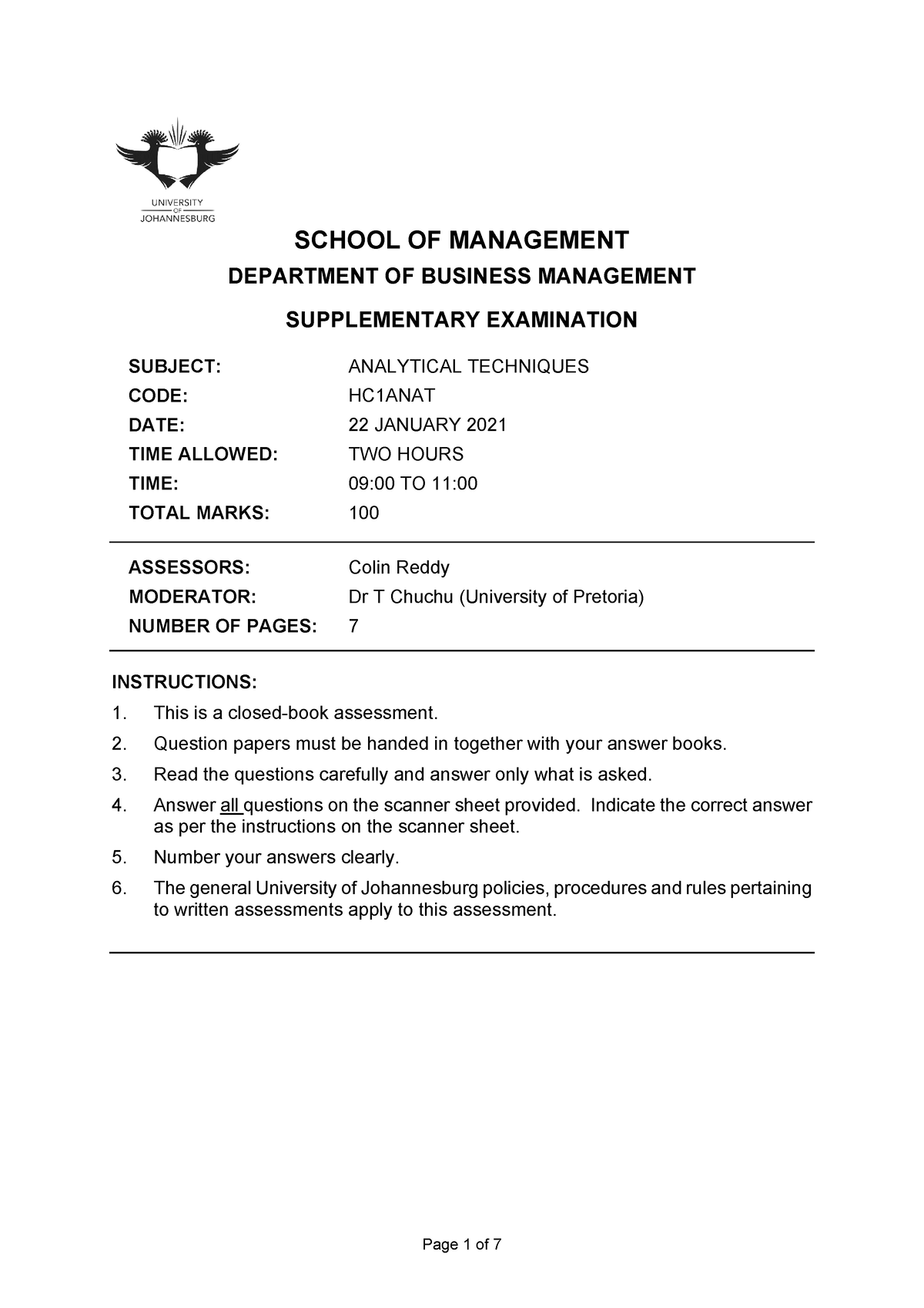 Uj 41584+ Source 1+ Source 1 - SCHOOL OF MANAGEMENT DEPARTMENT OF ...